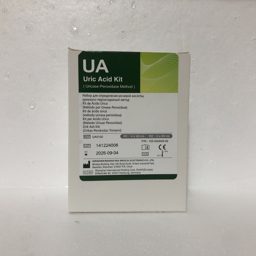 Uric acid R1 :4×35 mL+R2: 2×18 mL